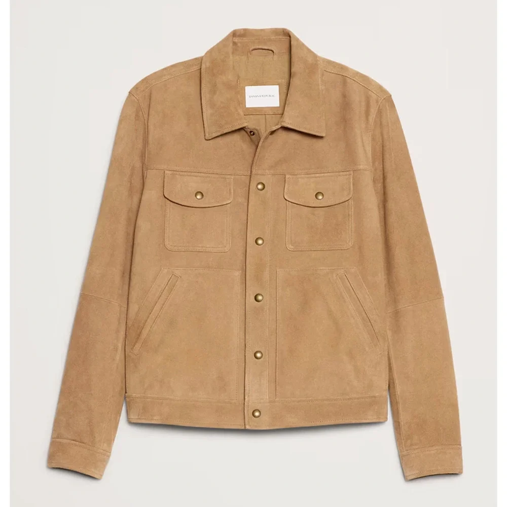 NEW BANANA REPUBLIC $550 LIGHT TAN SUEDE LEATHER TRUCKER JACKET SZ S